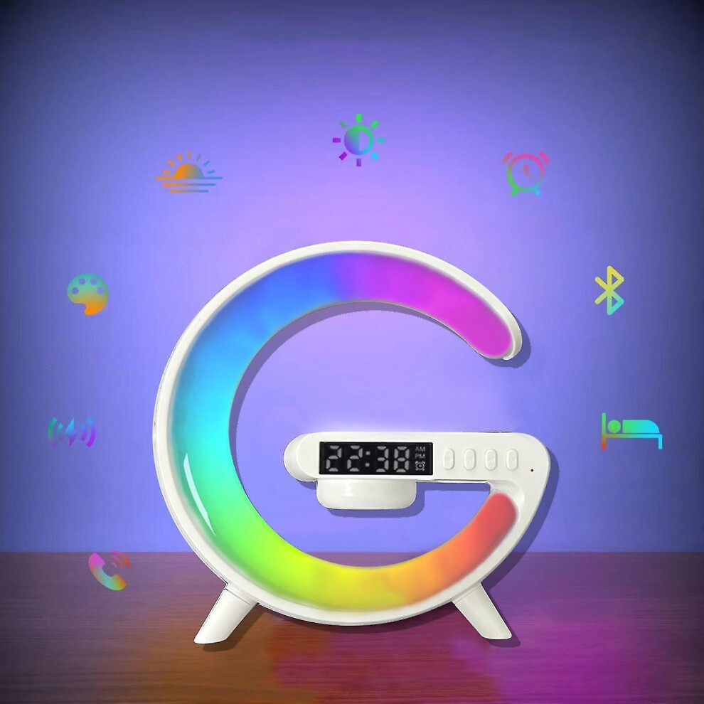 Bluetooth Speakers Wireless Charger Atmosphere Lamp,Bluetooth Speaker Music Clock Alarm Key And App Control 9360243146448