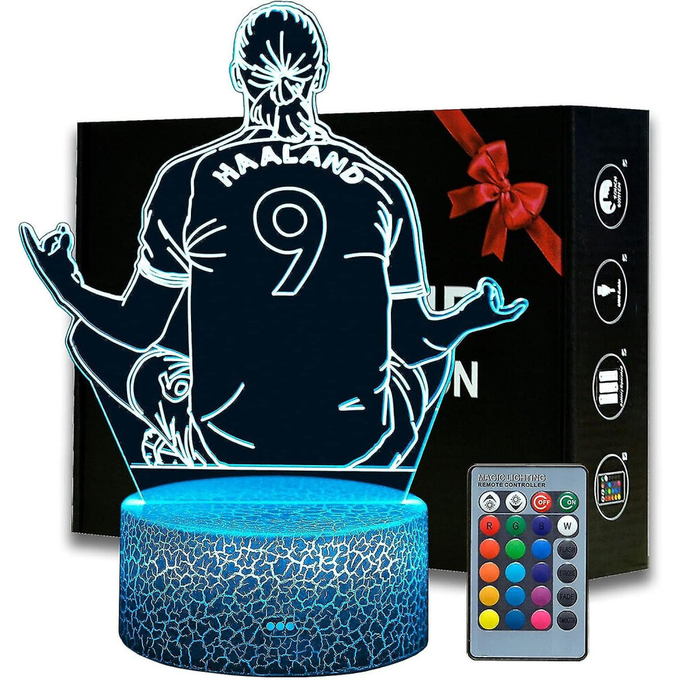 Norway Alf-inge Haaland Football Player #9 Night Light For Boys,16 Color Changing Dimmable With Remote Room Football Decor,desk Lamp For Football Fans