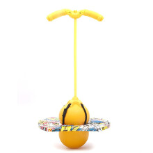 (Yellow) Pogo Jumping Ball Balance Board With Handle Explosion Proof Exercise Bouncing Ball