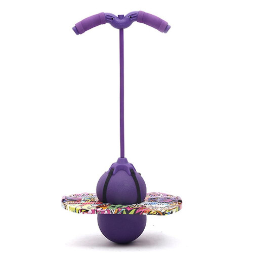 (Purple) Pogo Jumping Ball Balance Board With Handle Explosion Proof Exercise Bouncing Ball