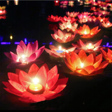 Multicolor Silk Lotus Lantern Floating Candles - 10pcs For Pool Decorations, Birthdays, Weddings