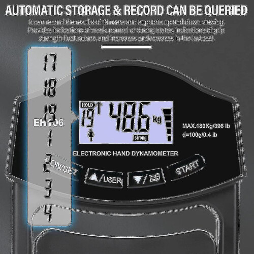 Grip Strength Tester, 396lbs/180kg Digital Hand Grip Strength Meter 2