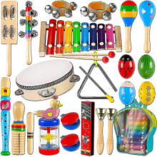 Toddler Musical Instruments,wooden Percussion Instruments Toy For Kids Baby Preschool Educational Musical Toys Set For Boys And Girls With Storage Bag