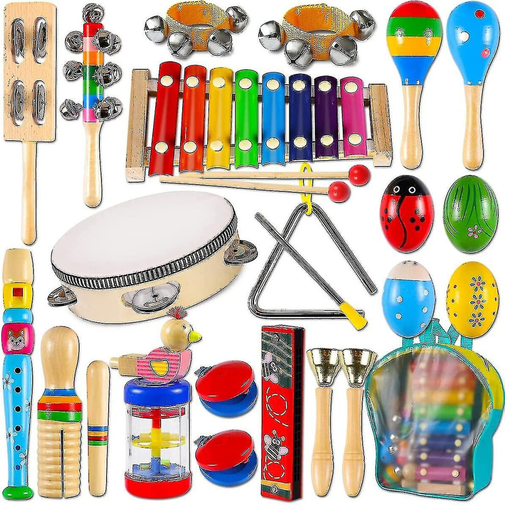 Toddler Musical Instruments,wooden Percussion Instruments Toy For Kids Baby Preschool Educational Musical Toys Set For Boys And Girls With Storage Bag