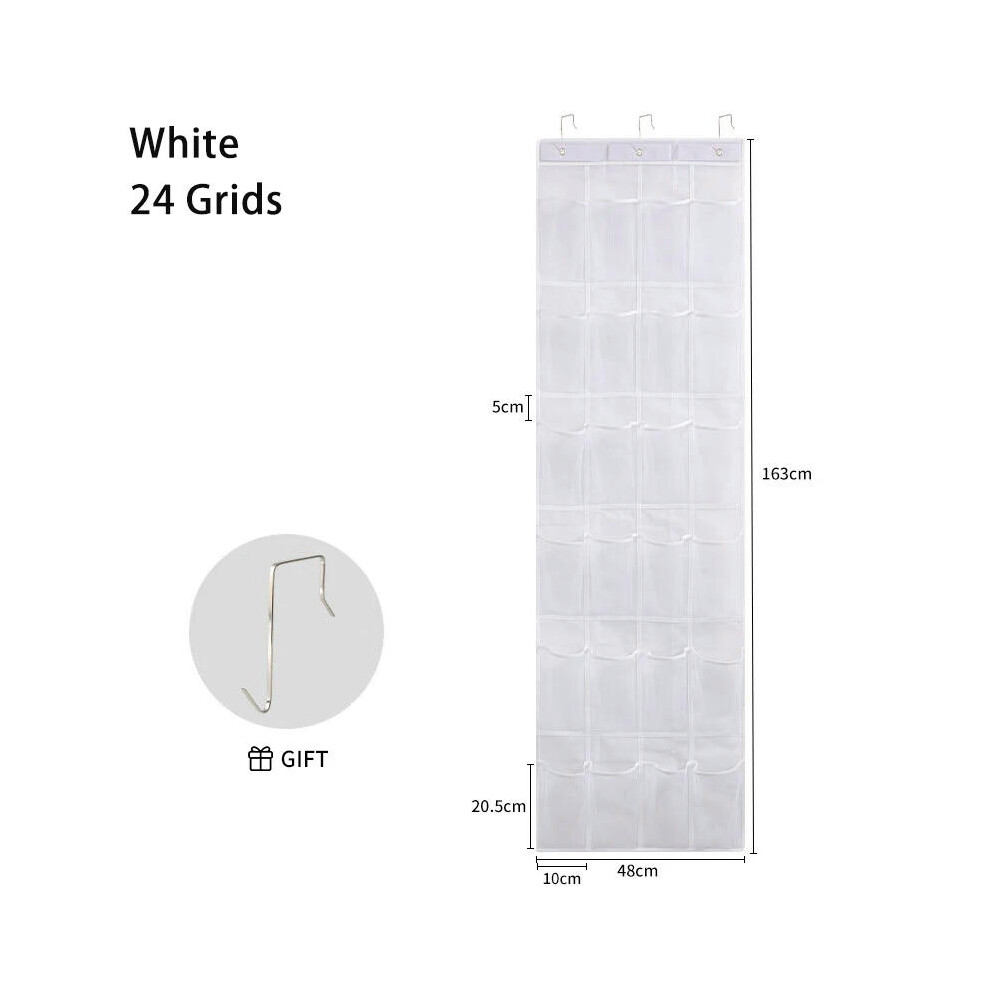 (24 grids white) 28/24/16 Pockets Wardrobe Hanging Bag Socks Bra Underwear Hanger Shoe Organizer Rack Over the Door Fabric Closet Organizer