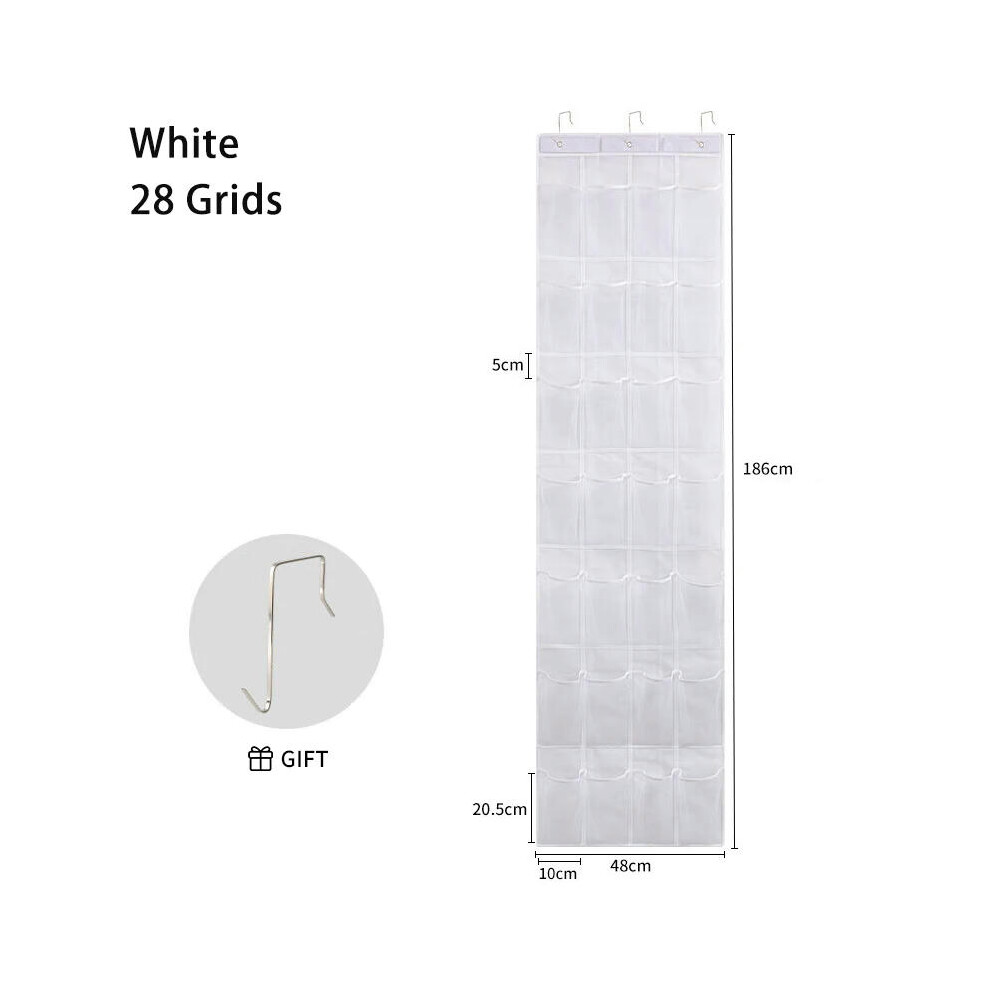 (28 grids white) 28/24/16 Pockets Wardrobe Hanging Bag Socks Bra Underwear Hanger Shoe Organizer Rack Over the Door Fabric Closet Organizer