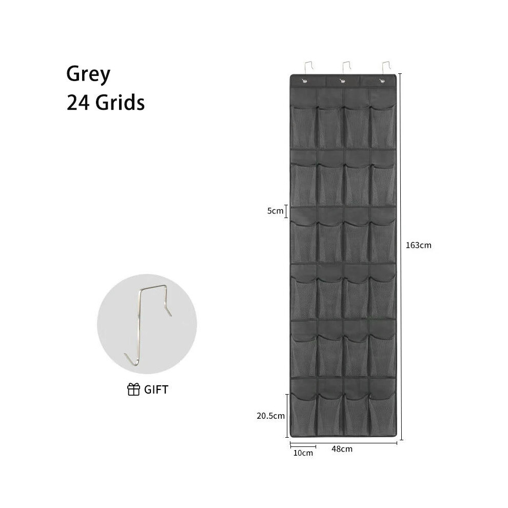 (24 grids gray) 28/24/16 Pockets Wardrobe Hanging Bag Socks Bra Underwear Hanger Shoe Organizer Rack Over the Door Fabric Closet Organizer