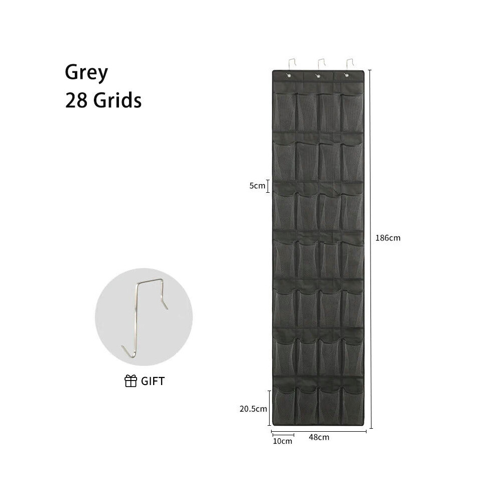 (28 grids gray) 28/24/16 Pockets Wardrobe Hanging Bag Socks Bra Underwear Hanger Shoe Organizer Rack Over the Door Fabric Closet Organizer