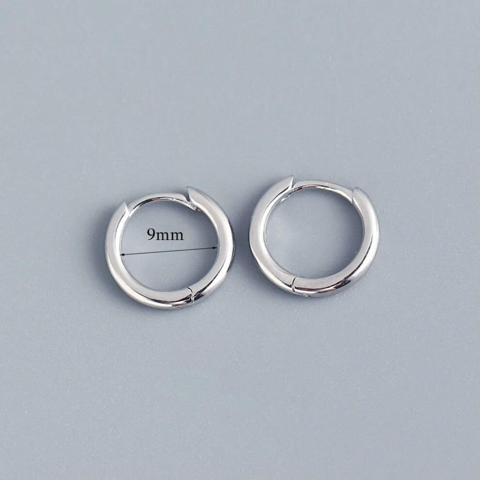 (9mm silver) Stainless Steel 1 Pair Minimalist Huggie Hoop Earrings For Women Gold Color Tiny Round Circle 6/8/10mm Punk Unisex Rock Earring