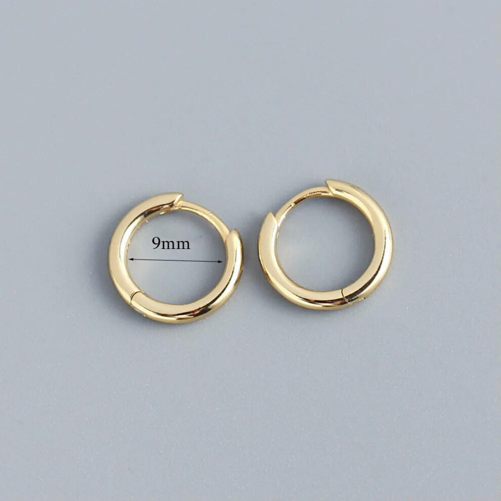 (9mm gold) Stainless Steel 1 Pair Minimalist Huggie Hoop Earrings For Women Gold Color Tiny Round Circle 6/8/10mm Punk Unisex Rock Earring