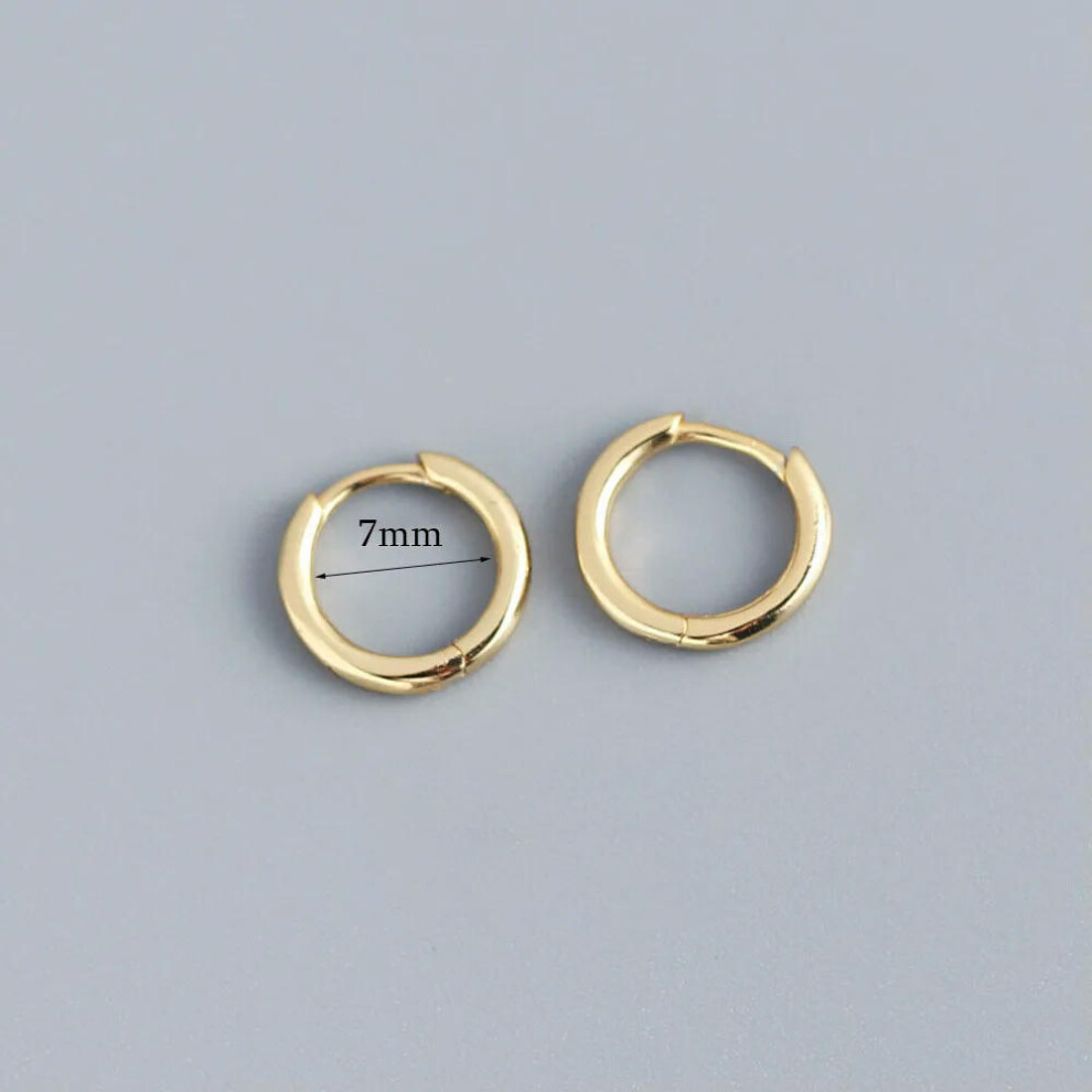 (7mm gold) Stainless Steel 1 Pair Minimalist Huggie Hoop Earrings For Women Gold Color Tiny Round Circle 6/8/10mm Punk Unisex Rock Earring