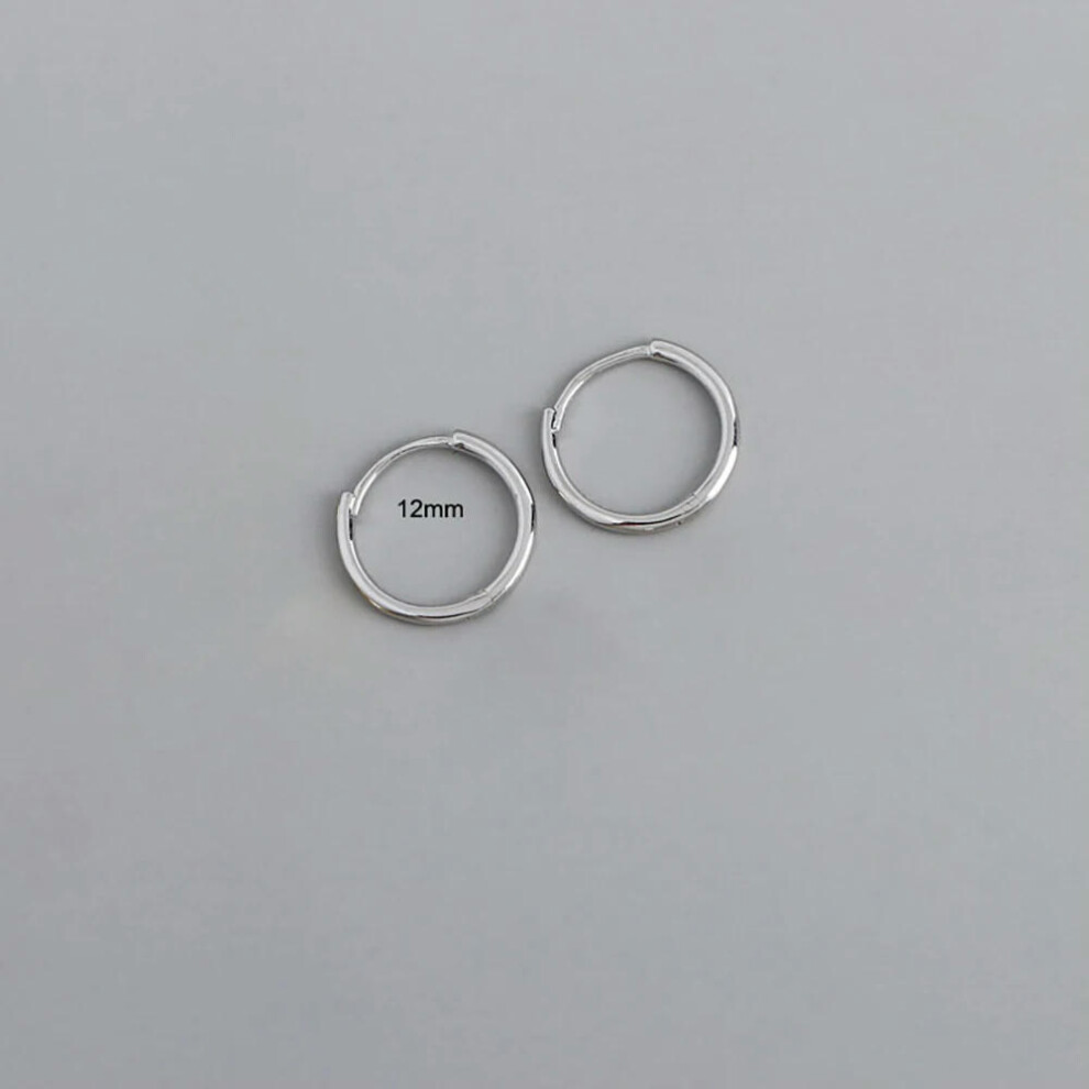 (12mm silver) Stainless Steel 1 Pair Minimalist Huggie Hoop Earrings For Women Gold Color Tiny Round Circle 6/8/10mm Punk Unisex Rock Earring