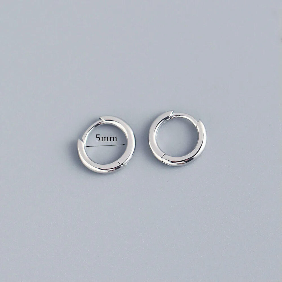 (5mm silver) Stainless Steel 1 Pair Minimalist Huggie Hoop Earrings For Women Gold Color Tiny Round Circle 6/8/10mm Punk Unisex Rock Earring