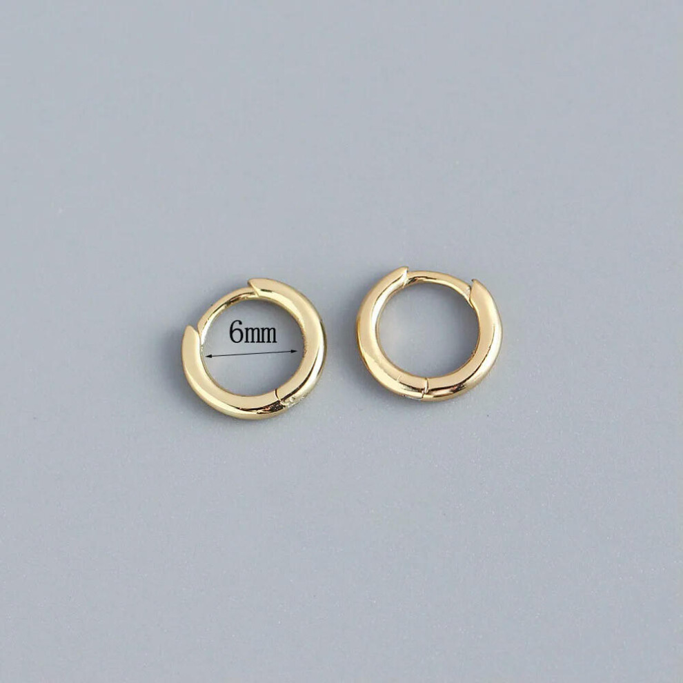 (6mm gold) Stainless Steel 1 Pair Minimalist Huggie Hoop Earrings For Women Gold Color Tiny Round Circle 6/8/10mm Punk Unisex Rock Earring