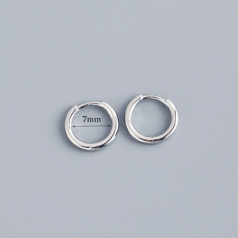 (7mm silver) Stainless Steel 1 Pair Minimalist Huggie Hoop Earrings For Women Gold Color Tiny Round Circle 6/8/10mm Punk Unisex Rock Earring