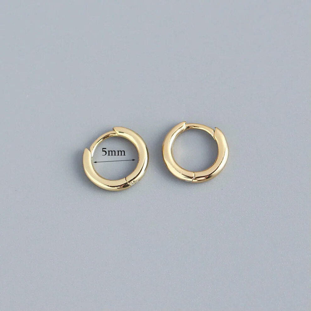 (5mm  gold) Stainless Steel 1 Pair Minimalist Huggie Hoop Earrings For Women Gold Color Tiny Round Circle 6/8/10mm Punk Unisex Rock Earring