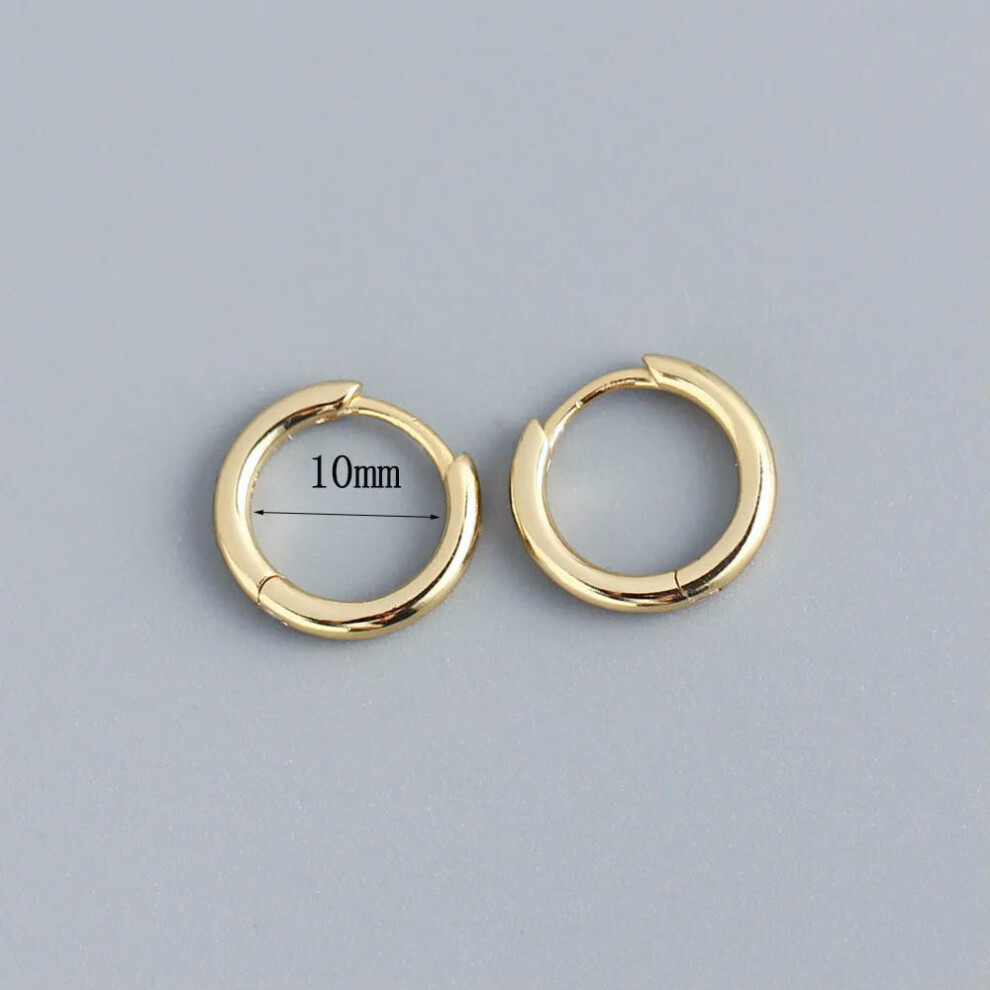 (10mm gold) Stainless Steel 1 Pair Minimalist Huggie Hoop Earrings For Women Gold Color Tiny Round Circle 6/8/10mm Punk Unisex Rock Earring