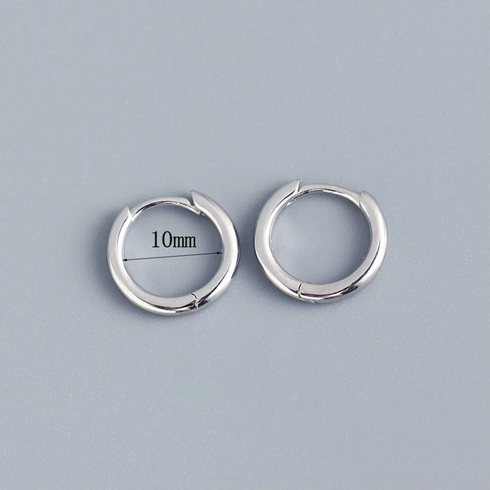 (10mm silver) Stainless Steel 1 Pair Minimalist Huggie Hoop Earrings For Women Gold Color Tiny Round Circle 6/8/10mm Punk Unisex Rock Earring