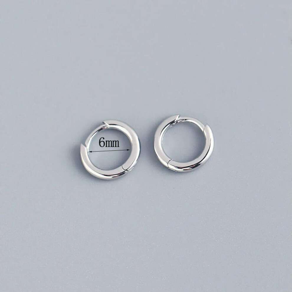 (6mm silver) Stainless Steel 1 Pair Minimalist Huggie Hoop Earrings For Women Gold Color Tiny Round Circle 6/8/10mm Punk Unisex Rock Earring