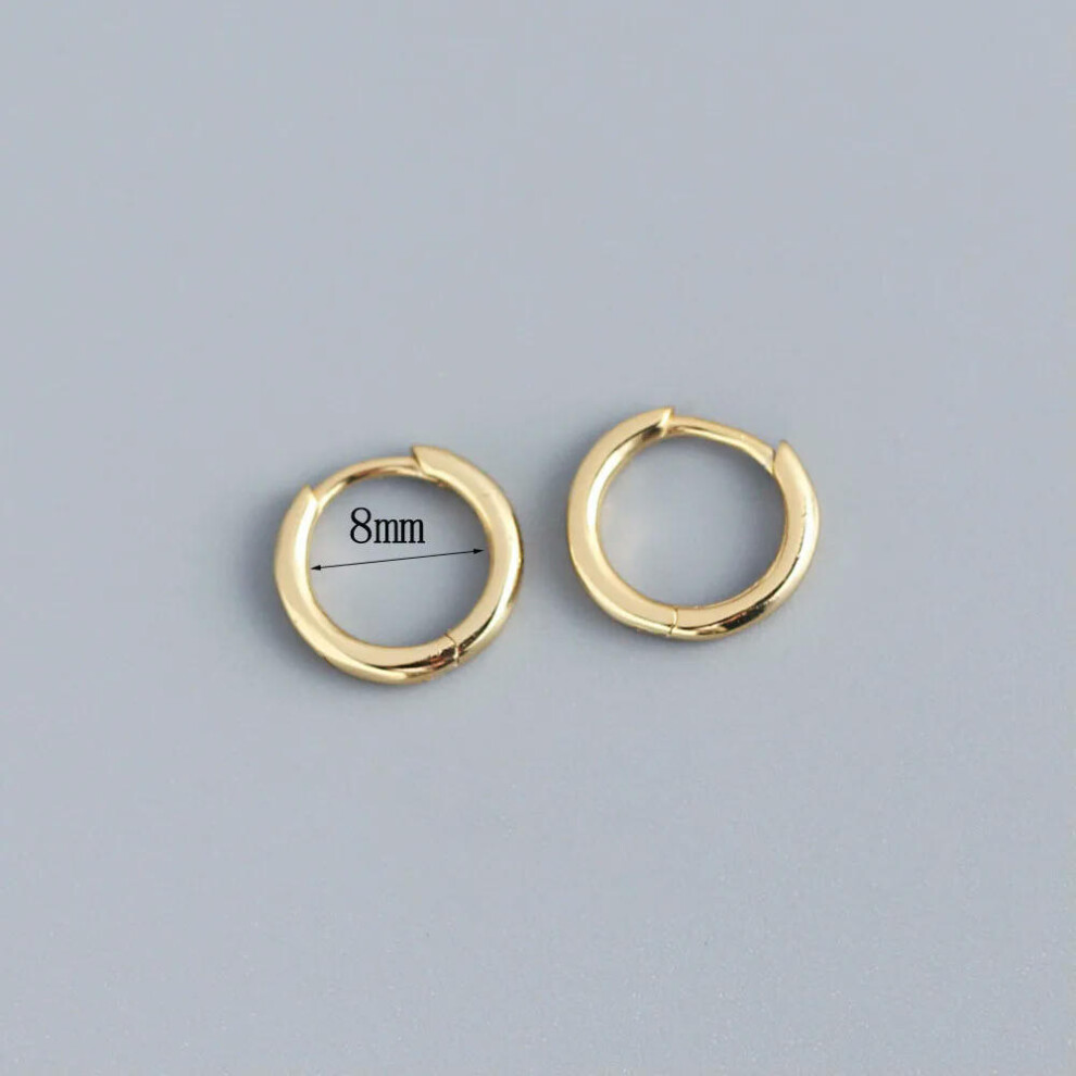 (8mm gold) Stainless Steel 1 Pair Minimalist Huggie Hoop Earrings For Women Gold Color Tiny Round Circle 6/8/10mm Punk Unisex Rock Earring