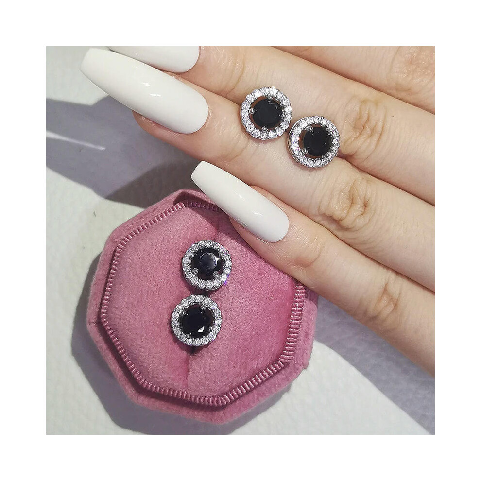 (e232black) 2023 New Arrivals Fashion Luxury silver color korean Zircon Stud Pink Earing Earrings For Women Girl Party Gift Jewelry Z7