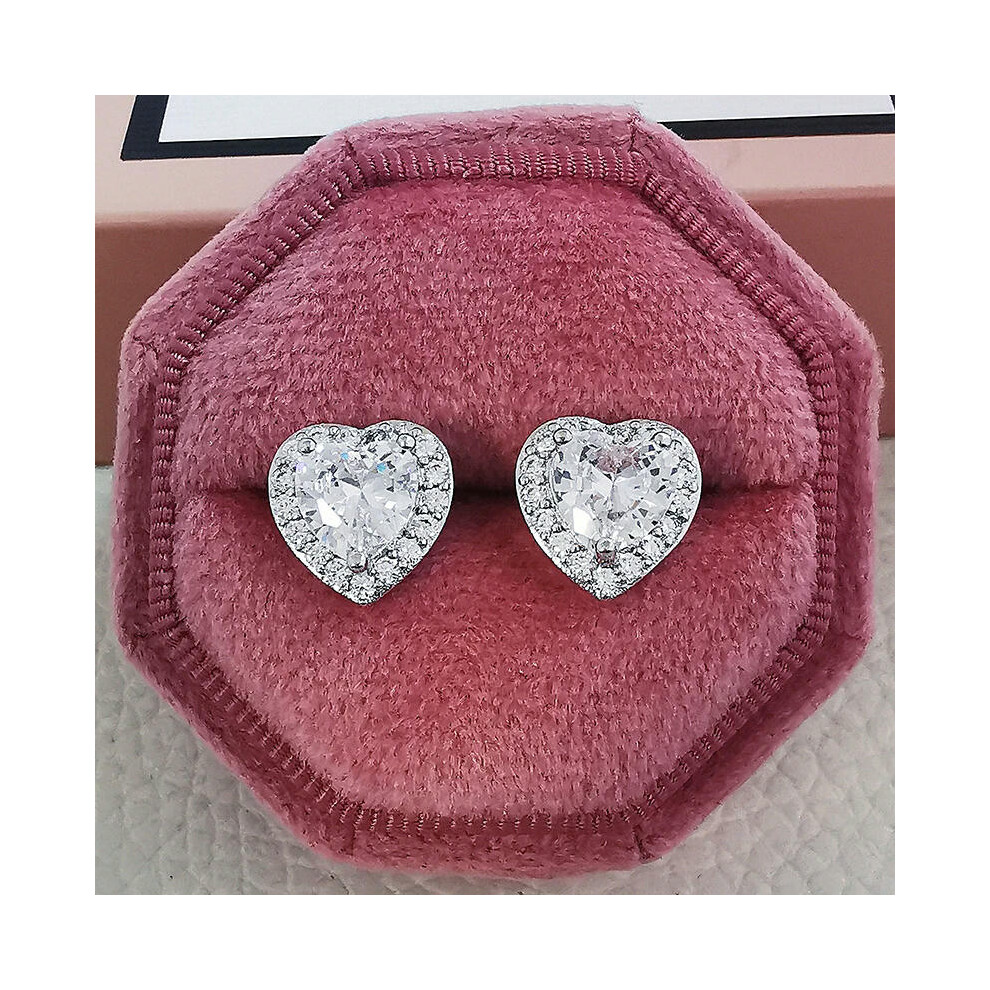 (E6044-WHITE) 2023 New Arrivals Fashion Luxury silver color korean Zircon Stud Pink Earing Earrings For Women Girl Party Gift Jewelry Z7