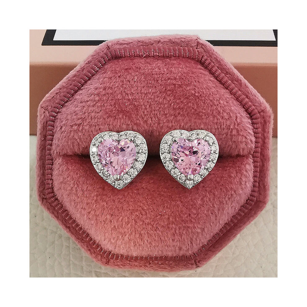 (E6044-PINK) 2023 New Arrivals Fashion Luxury silver color korean Zircon Stud Pink Earing Earrings For Women Girl Party Gift Jewelry Z7