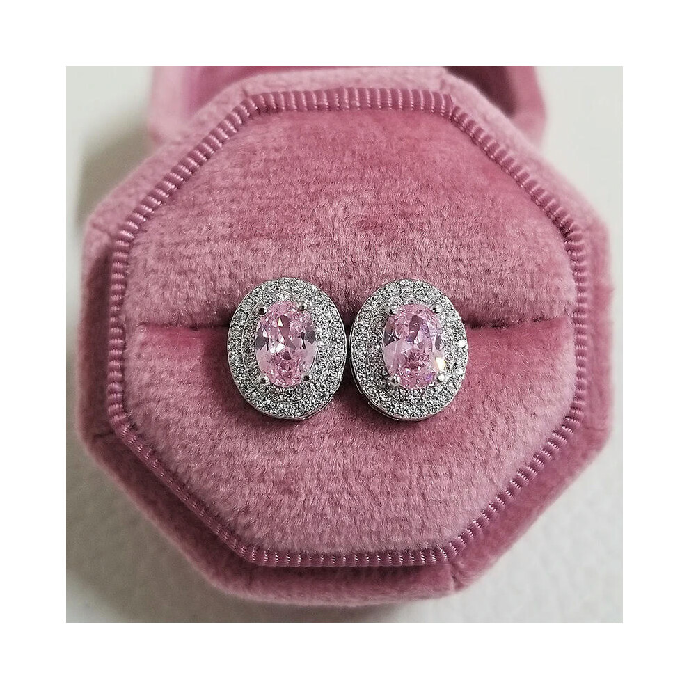 (E667-PINK) 2023 New Arrivals Fashion Luxury silver color korean Zircon Stud Pink Earing Earrings For Women Girl Party Gift Jewelry Z7