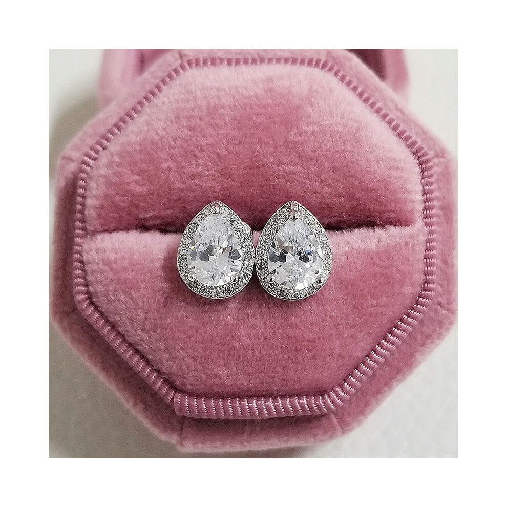 (E655-white) 2023 New Arrivals Fashion Luxury silver color korean Zircon Stud Pink Earing Earrings For Women Girl Party Gift Jewelry Z7