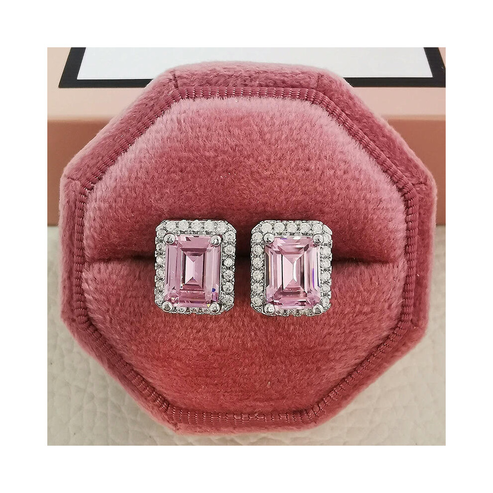 (E1997-pink) 2023 New Arrivals Fashion Luxury silver color korean Zircon Stud Pink Earing Earrings For Women Girl Party Gift Jewelry Z7