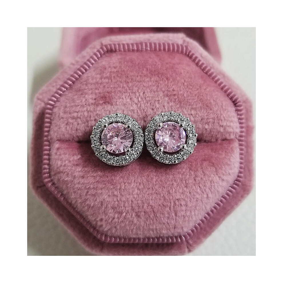 (E232-PINK) 2023 New Arrivals Fashion Luxury silver color korean Zircon Stud Pink Earing Earrings For Women Girl Party Gift Jewelry Z7