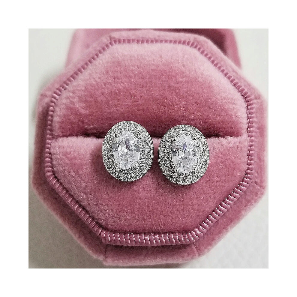 (E667-white) 2023 New Arrivals Fashion Luxury silver color korean Zircon Stud Pink Earing Earrings For Women Girl Party Gift Jewelry Z7