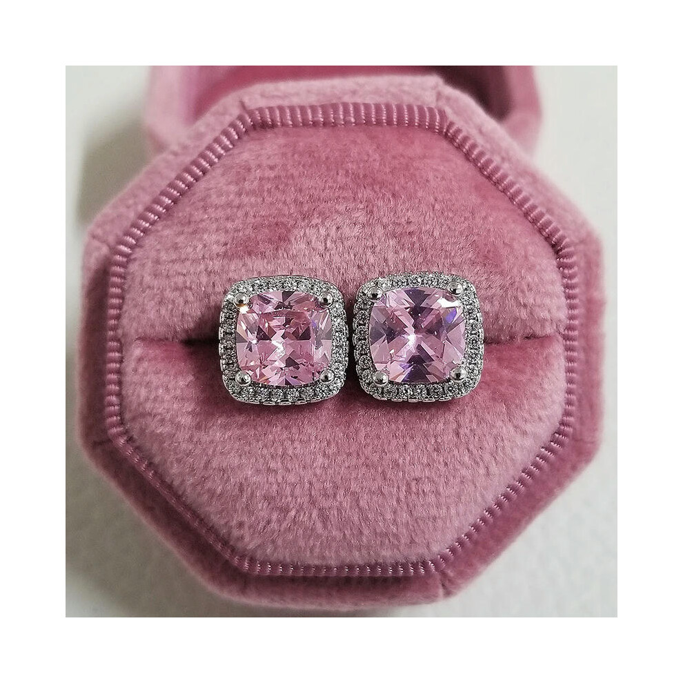 (E1097-PINK) 2023 New Arrivals Fashion Luxury silver color korean Zircon Stud Pink Earing Earrings For Women Girl Party Gift Jewelry Z7