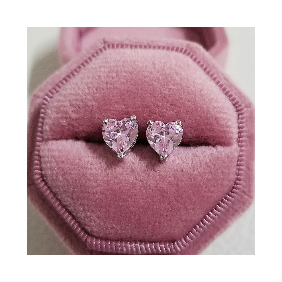 (E4877-PINK) 2023 New Arrivals Fashion Luxury silver color korean Zircon Stud Pink Earing Earrings For Women Girl Party Gift Jewelry Z7