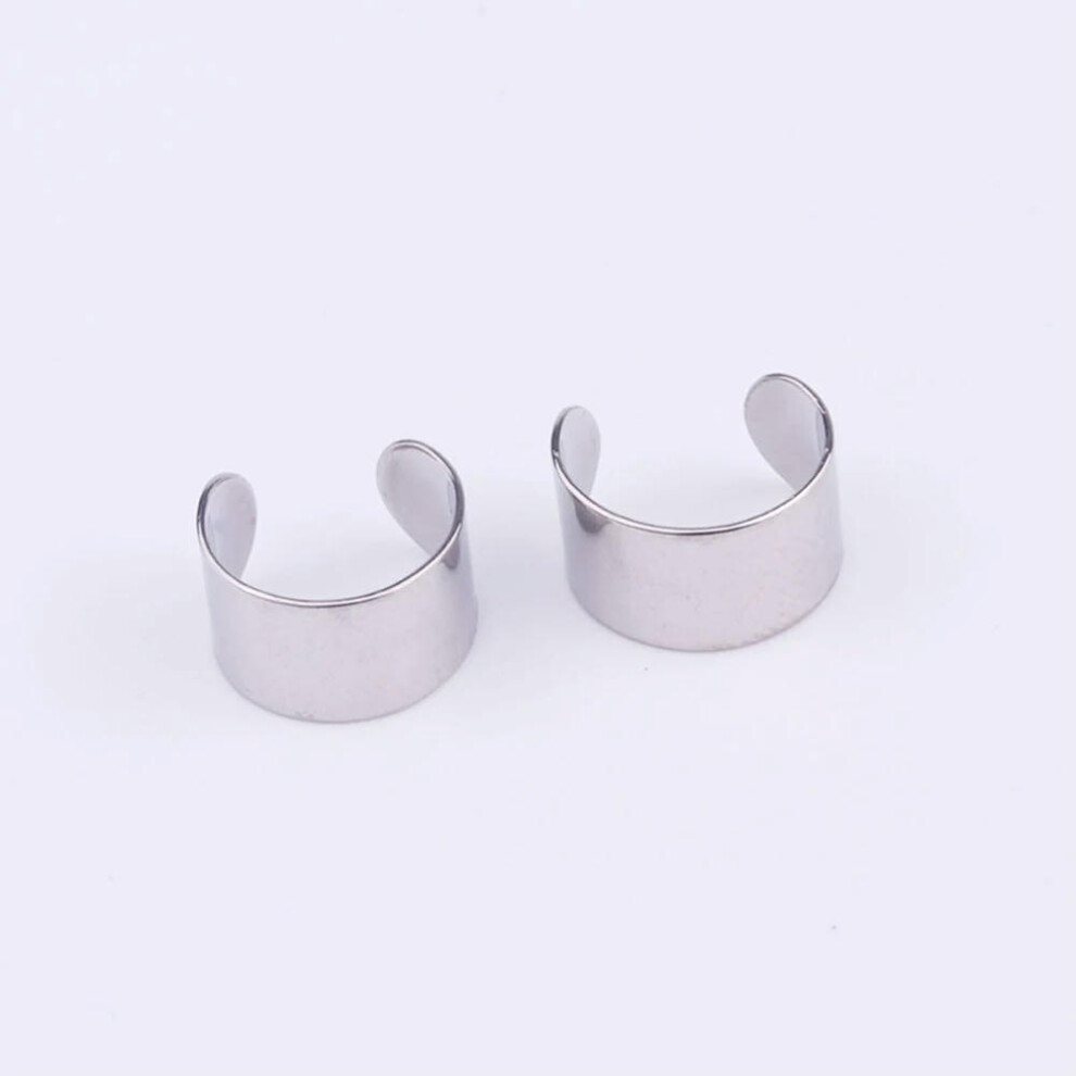 (silver) 1Pcs Punk Rock Ear Earrings Fashion Women Cartilage Clip Cuff Wrap No Piercing-Clip on Women's Fashion Jewelry Accessories