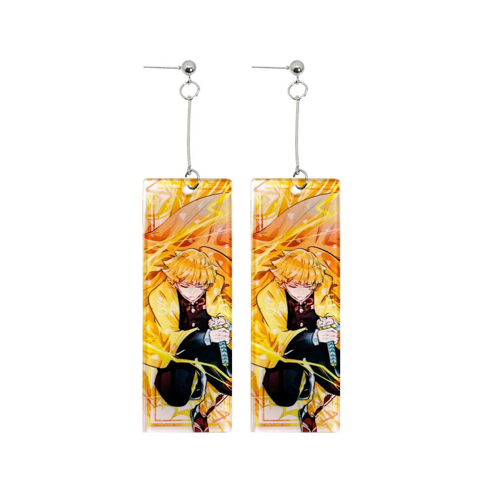 (46) Fashion Acrylic Tanjiro Earrings Demon Slayer Earrings Anime Cosplay Props Hanafuda Drop Long Earrings for Women Girls Jewelry