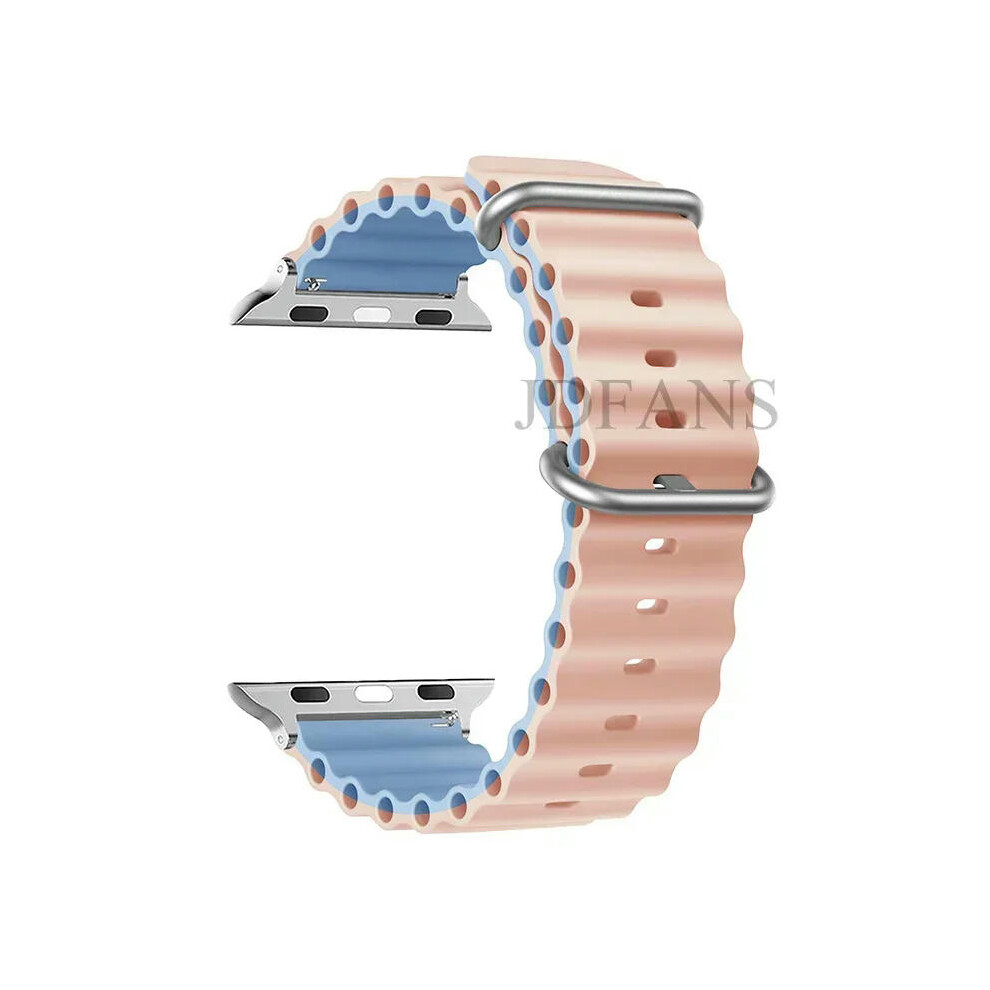 (24 pink blue, 42mm 44mm 45mm 49mm) Ocean strap For Apple watch Ultra 49mm band 44mm 45mm 40mm 41mm 42mm silicone Original 1:1 bracelet iWatch series-image-OPC-PDQPGNY-NEW