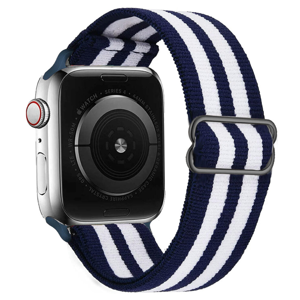 (Stripe Blue White, 38Mm 40Mm 41Mm) Solo Loop Strap For Apple Watch Band 44Mm 45Mm 41Mm 42Mm Ultra 49Mm 40Mm Accessories Correa Bracelet Iwatch Series Blue,White 9332771170615