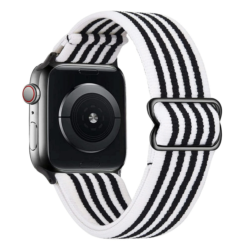 (Stripe White Black, 38Mm 40Mm 41Mm) Solo Loop Strap For Apple Watch Band 44Mm 45Mm 41Mm 42Mm Ultra 49Mm 40Mm Accessories Correa Bracelet Iwatch Serie White,Black 9332771170677
