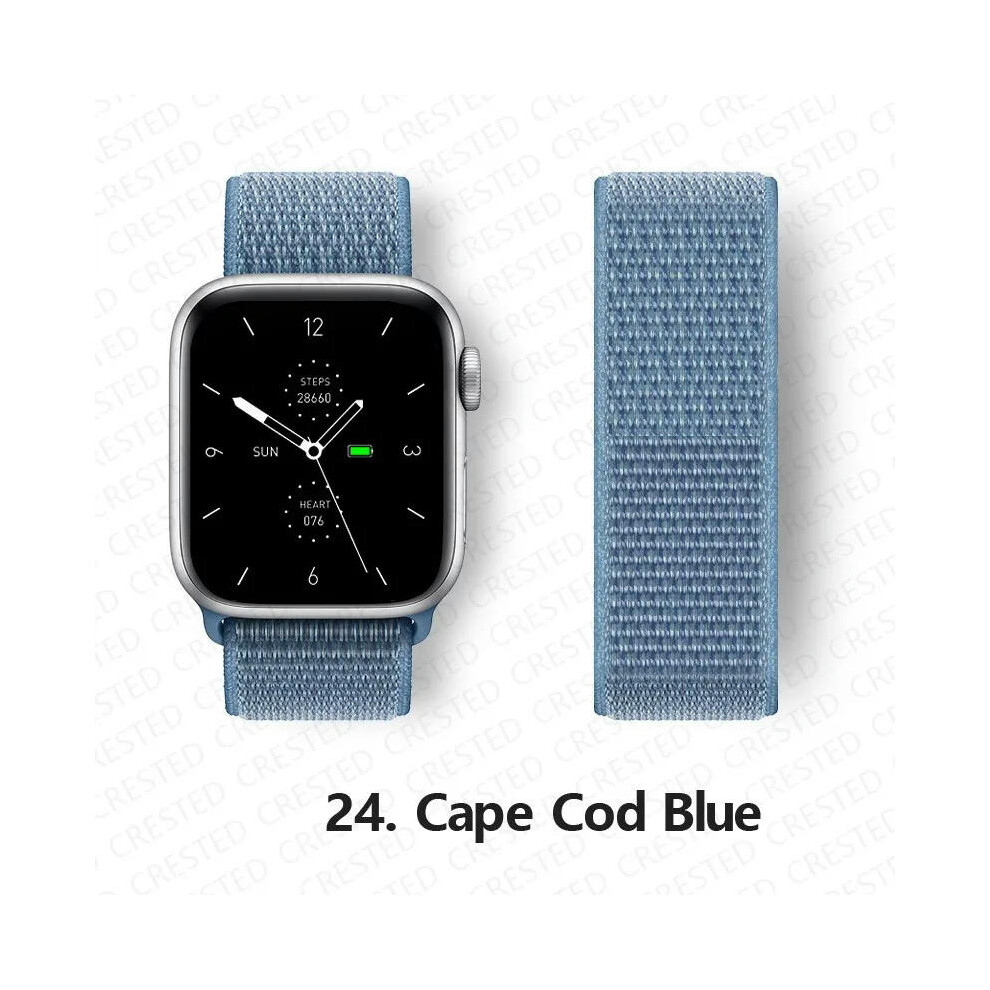 (24 Cape Cod Blue, 38mm-40mm-41mm) Nylon Strap For Apple watch bands 44mm 40mm 49mm 41mm 45mm 42mm 38mm correa Bracelet iWatch Series 7 6 5 4 3 se 8 9 ultra 2 band