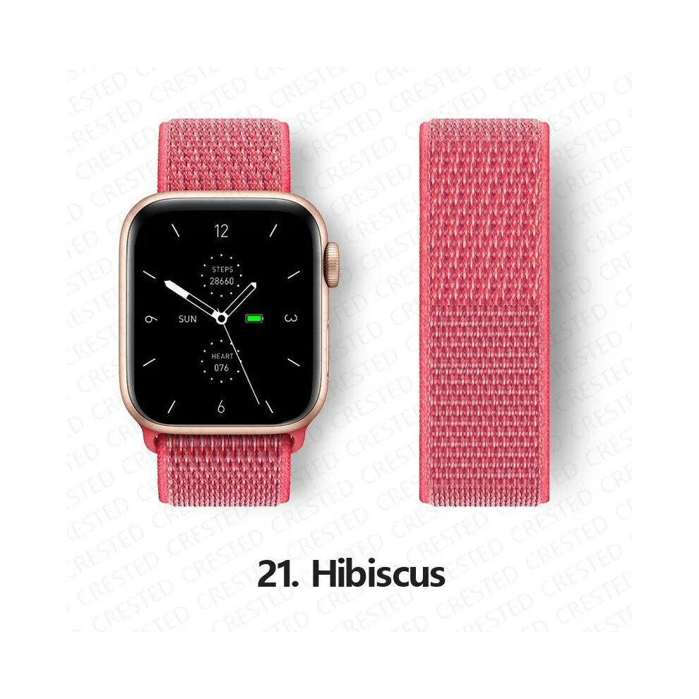 (21 Hibiscus, 42Mm-44Mm-45Mm) Nylon Strap For Apple Watch Bands 44Mm 40Mm 49Mm 41Mm 45Mm 42Mm 38Mm Correa Bracelet Iwatch Series 7 6 5 4 3 Se 8 9 Ultr 9332771172305
