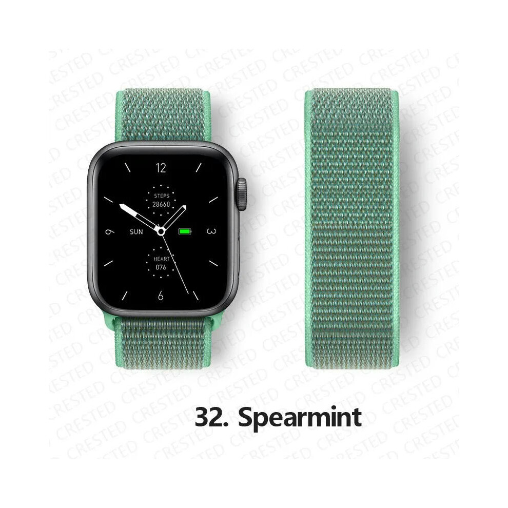(32 Spearmint, 38Mm-40Mm-41Mm) Nylon Strap For Apple Watch Bands 44Mm 40Mm 49Mm 41Mm 45Mm 42Mm 38Mm Correa Bracelet Iwatch Series 7 6 5 4 3 Se 8 9 Ult Not,Specified 9332771172398