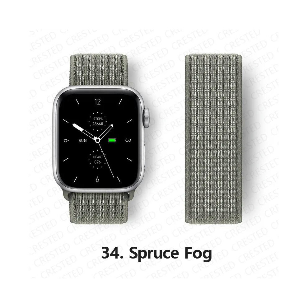 (34Spruce Fog, 38Mm-40Mm-41Mm) Nylon Strap For Apple Watch Bands 44Mm 40Mm 49Mm 41Mm 45Mm 42Mm 38Mm Correa Bracelet Iwatch Series 7 6 5 4 3 Se 8 9 Ult Not,Specified 9332771172435