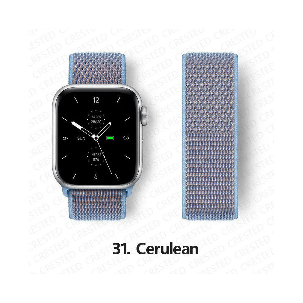 (31 Cerulean, 38Mm-40Mm-41Mm) Nylon Strap For Apple Watch Bands 44Mm 40Mm 49Mm 41Mm 45Mm 42Mm 38Mm Correa Bracelet Iwatch Series 7 6 5 4 3 Se 8 9 Ultr 9332771172497