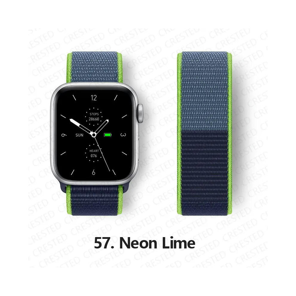 (57 Neon Lime, 42Mm-44Mm-45Mm) Nylon Strap For Apple Watch Bands 44Mm 40Mm 49Mm 41Mm 45Mm 42Mm 38Mm Correa Bracelet Iwatch Series 7 6 5 4 3 Se 8 9 Ult Not,Specified 9332771172862