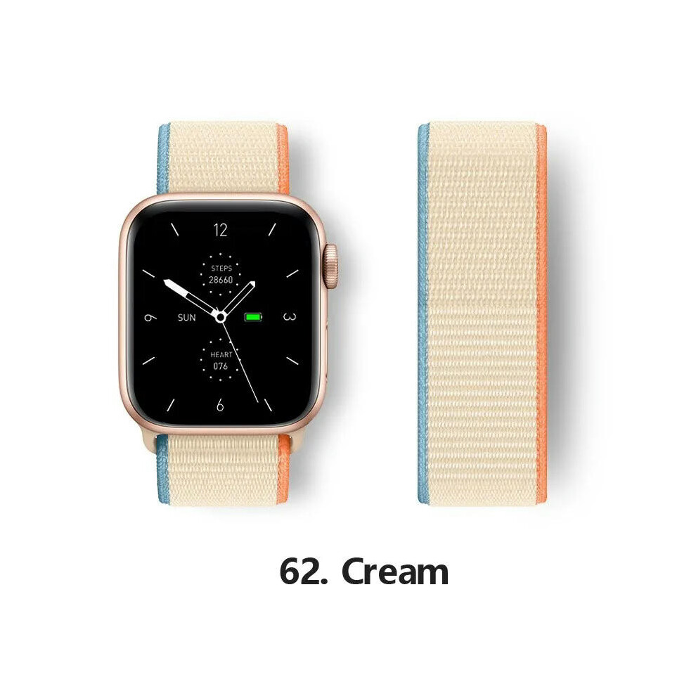 (62 Cream, 38mm-40mm-41mm) Nylon Strap For Apple watch bands 44mm 40mm 49mm 41mm 45mm 42mm 38mm correa Bracelet iWatch Series 7 6 5 4 3 se 8 9 ultra 2-image-OPC-PDQPHBV-NEW