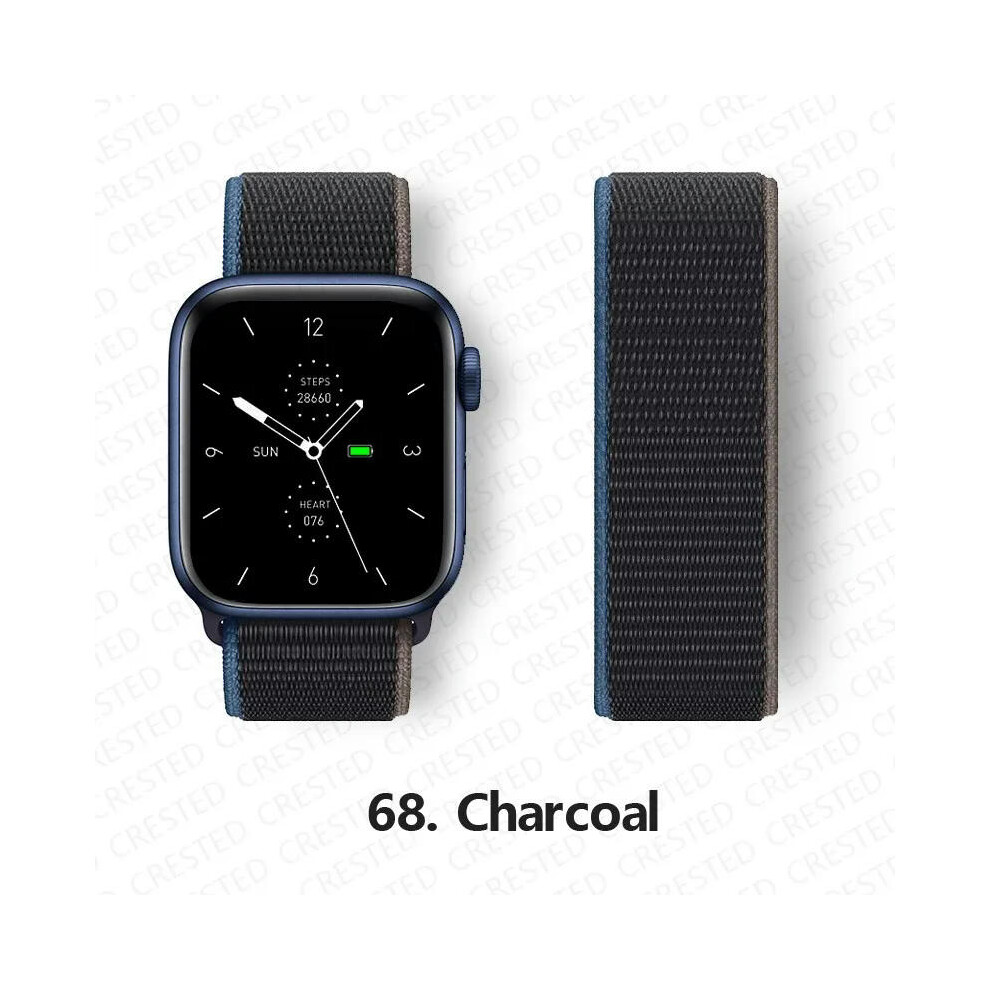 (68 Charcoal, 38Mm-40Mm-41Mm) Nylon Strap For Apple Watch Bands 44Mm 40Mm 49Mm 41Mm 45Mm 42Mm 38Mm Correa Bracelet Iwatch Series 7 6 5 4 3 Se 8 9 Ult 9332771173111
