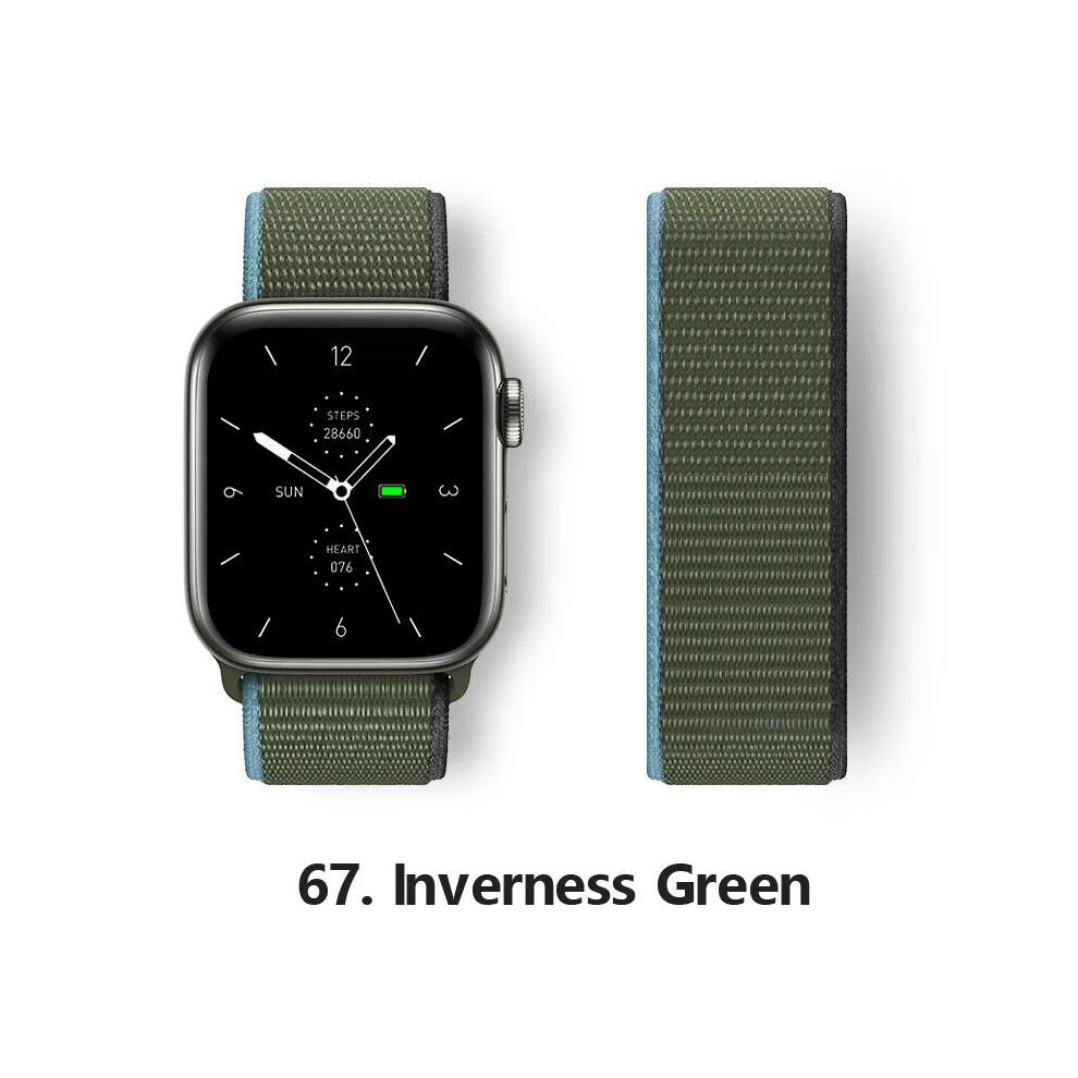 (67 Inverness 42Mm-44Mm-45Mm) Nylon Strap For Apple Watch Bands 44Mm 40Mm 49Mm 41Mm 45Mm 42Mm 38Mm Correa Bracelet Iwatch Series 7 6 5 4 3 Se 8 Green 9332771173487