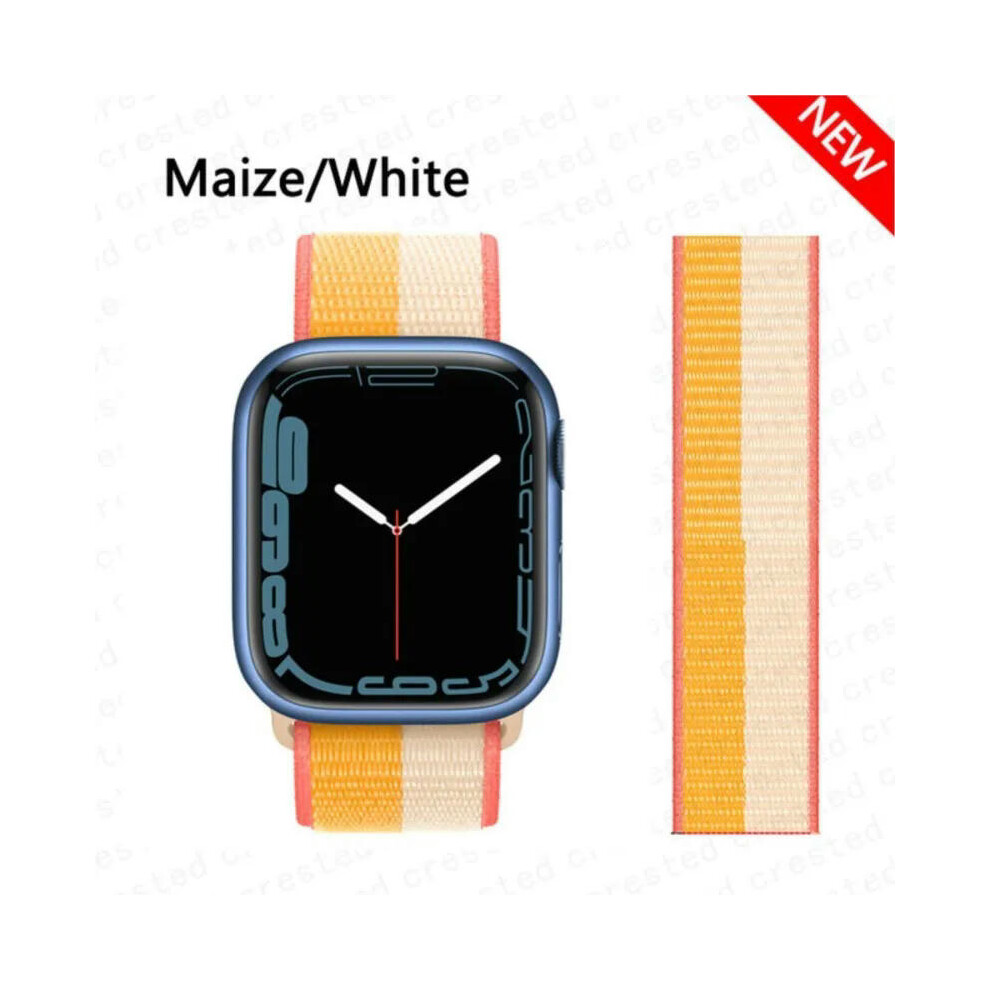(Maize-, 38Mm-40Mm-41Mm) Nylon Strap For Apple Watch Bands 44Mm 40Mm 49Mm 41Mm 45Mm 42Mm 38Mm Correa Bracelet Iwatch Series 7 6 5 4 3 Se 8 9 Ultr White 9332771173593