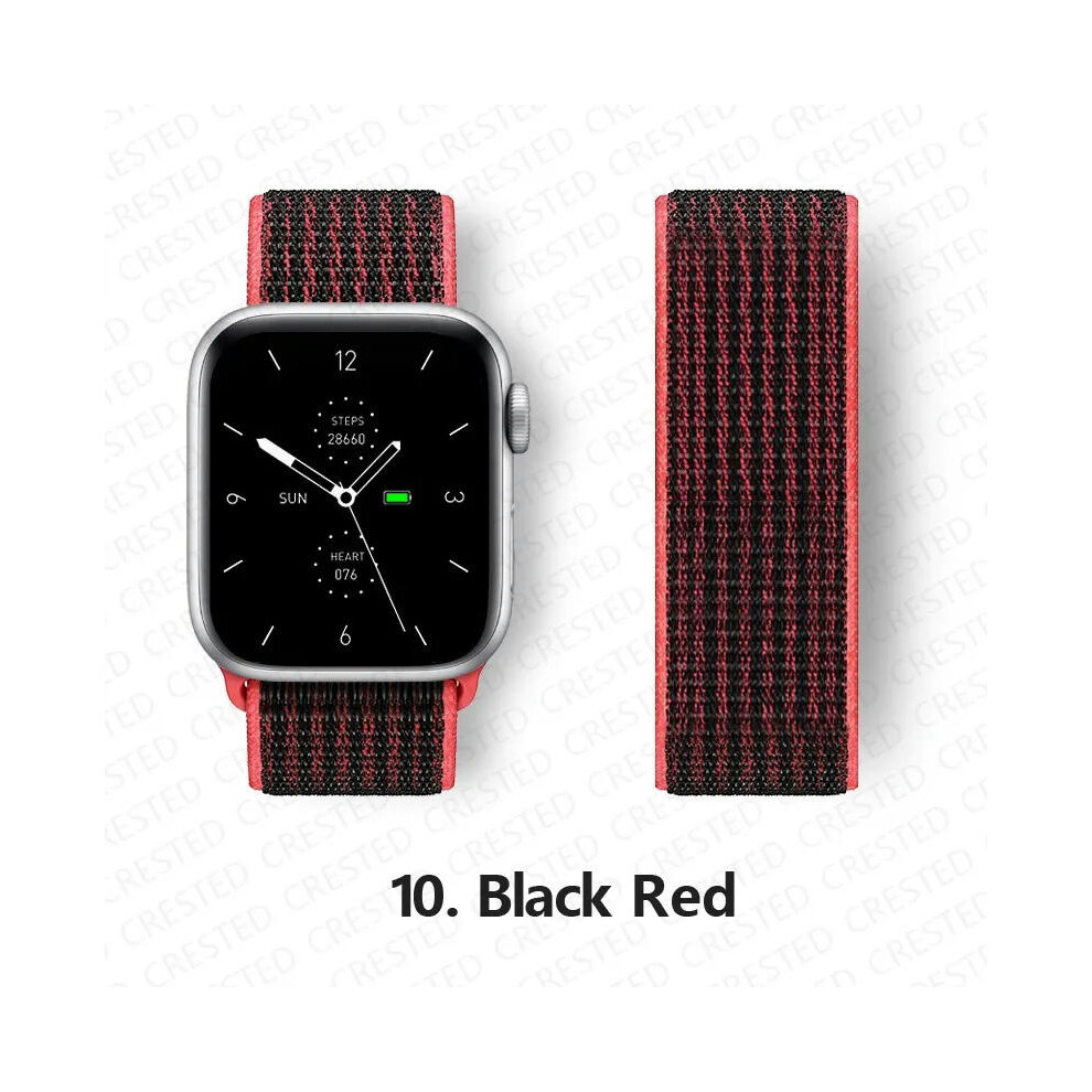 (10 black red, 38mm-40mm-41mm) Nylon Strap For Apple watch bands 44mm 40mm 49mm 41mm 45mm 42mm 38mm correa Bracelet iWatch Series 7 6 5 4 3 se 8 9 ult-image-OPC-PDQPHDZ-NEW